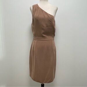J. Crew Nanine One Shoulder Silk Special Occasion Dress, Pink Taupe, 10